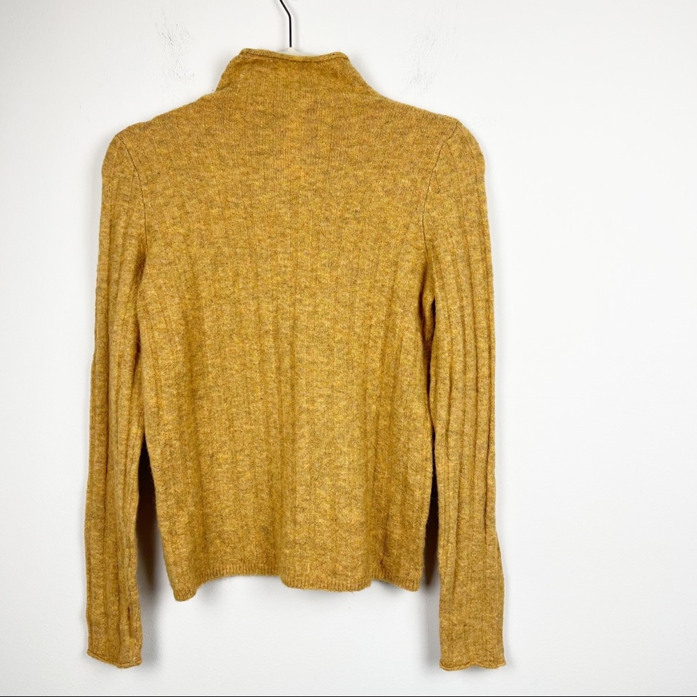 MADEWELL Sweater Turtleneck Merino Wool Heathered Mustard Yellow Ribbed Size XS - Picture 3 of 7